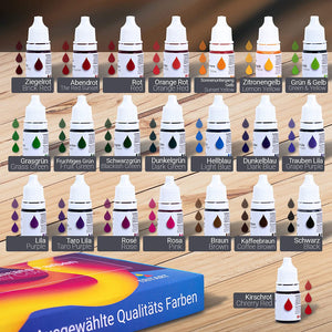 Tritart Seifenfarben Set mit 22 Farben - Flüssige Seifenfarbe Badesalz Zubehör - Wasserlösliche Seifenbasis zur Seifenherstellung - Hautfreundliche Seifen Farben - 22 x 6 ml