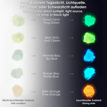 Laden Sie das Bild in den Galerie-Viewer, Tritart Fluoreszierendes Pulver Selbstleuchtend | 5 x 20g Nachtleuchtende Pigmente | Leuchtpulver Set mit GRATIS UV Lampe