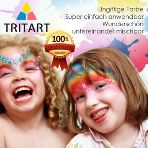 Profi Kinderschminke Set 42 Teile | wasserlösliche Schminkfarbe | GRATIS Schwämme von Tritart