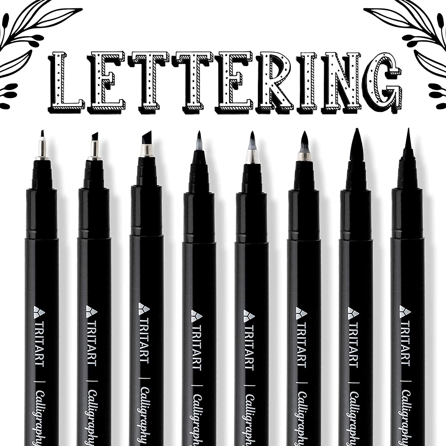 TRITART Kalligraphie Stifte Set – 8 Pinselstifte, Brush Pens mit versc –  Tritart